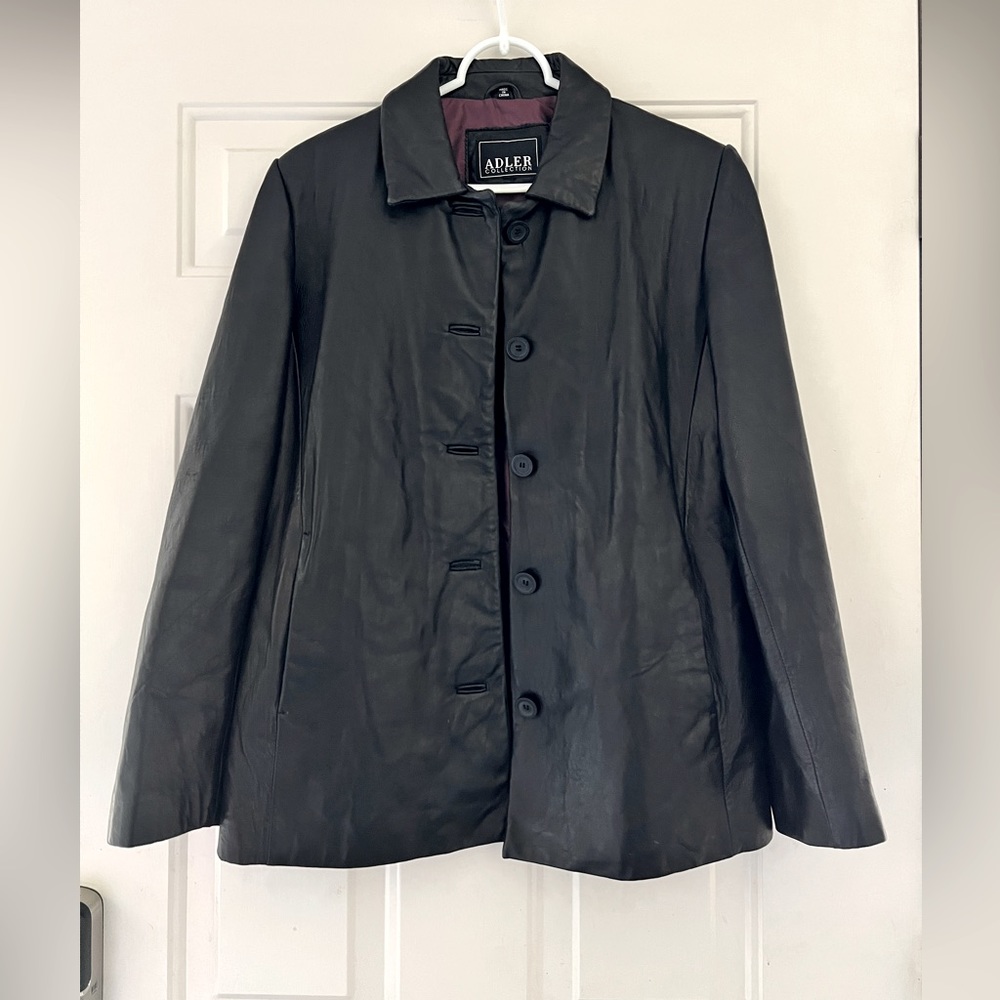 Women’s Adler Collection 100% Lamb Skin Leather Jacket Size Large Button